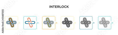 Interlock vector icon in 6 different modern styles. Black, two colored interlock icons designed in filled, outline, line and stroke style. Vector illustration can be used for web, mobile, ui