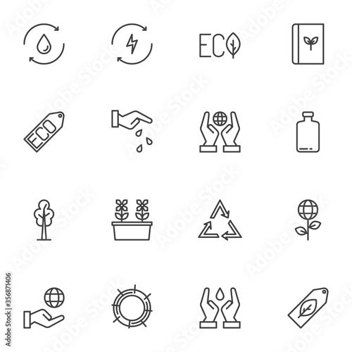 Ecology and environment line icons set, outline vector symbol collection, linear style pictogram pack. Signs, logo illustration. Set includes icons as eco nature energy, save the earth planet, plant