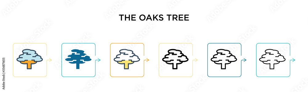 The oaks tree vector icon in 6 different modern styles. Black, two colored the oaks tree icons designed in filled, outline, line and stroke style. Vector illustration can be used for web, mobile, ui The oaks tree vector icon in 6 different modern styles. Black, two colored the oaks tree icons designed in filled, outline, line and stroke style. Vector illustration can be used for web, mobile, ui