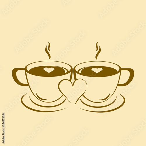a couple of cappuccino with heart symbol