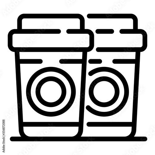 Coffee cups icon. Outline coffee cups vector icon for web design isolated on white background