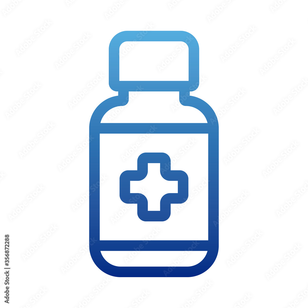 bottle of pills, medicines, degraded line style icon bottle of pills, medicines, degraded line style icon