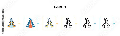 Larch vector icon in 6 different modern styles. Black, two colored larch icons designed in filled, outline, line and stroke style. Vector illustration can be used for web, mobile, ui