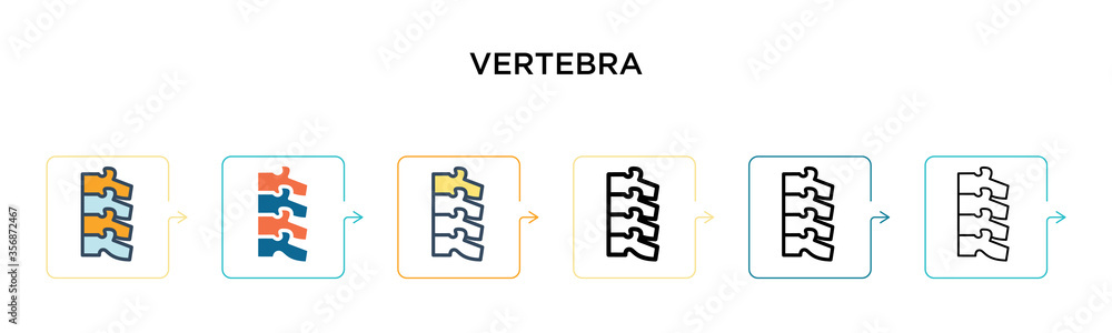 Vertebra vector icon in 6 different modern styles. Black, two colored ...