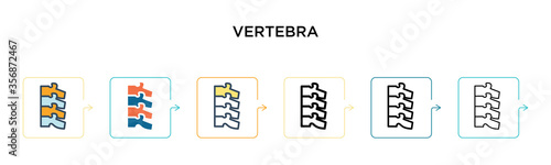 Vertebra vector icon in 6 different modern styles. Black, two colored vertebra icons designed in filled, outline, line and stroke style. Vector illustration can be used for web, mobile, ui