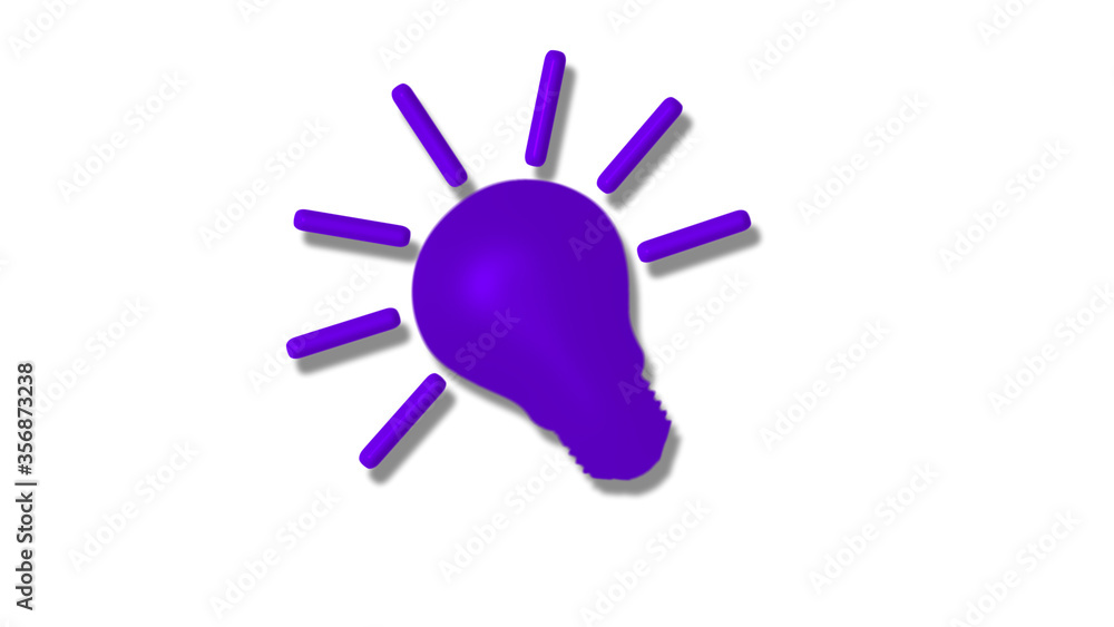 New purple color 3d idea bulb icon on white background New purple color 3d idea bulb icon on white background