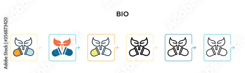 Bio vector icon in 6 different modern styles. Black, two colored bio icons designed in filled, outline, line and stroke style. Vector illustration can be used for web, mobile, ui