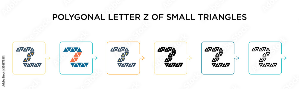 Polygonal letter z of small triangles vector icon in 6 different modern styles. Black, two colored polygonal letter z of small triangles icons designed in filled, outline, line and stroke style. Polygonal letter z of small triangles vector icon in 6 different modern styles. Black, two colored polygonal letter z of small triangles icons designed in filled, outline, line and stroke style.