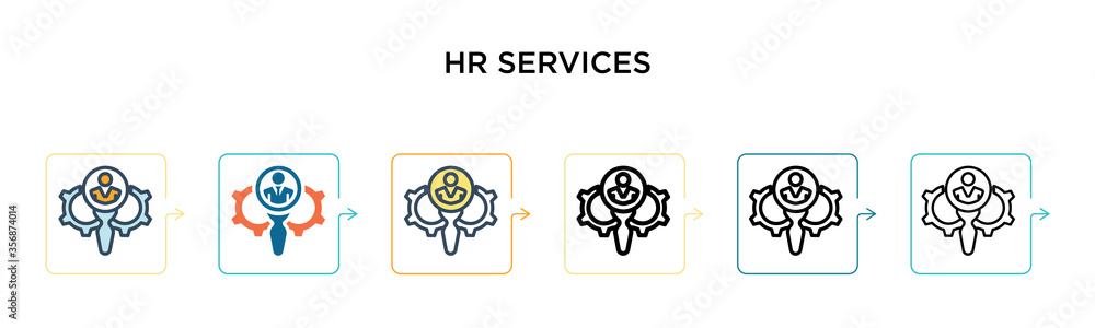Hr services vector icon in 6 different modern styles. Black, two colored hr services icons designed in filled, outline, line and stroke style. Vector illustration can be used for web, mobile, ui Hr services vector icon in 6 different modern styles. Black, two colored hr services icons designed in filled, outline, line and stroke style. Vector illustration can be used for web, mobile, ui