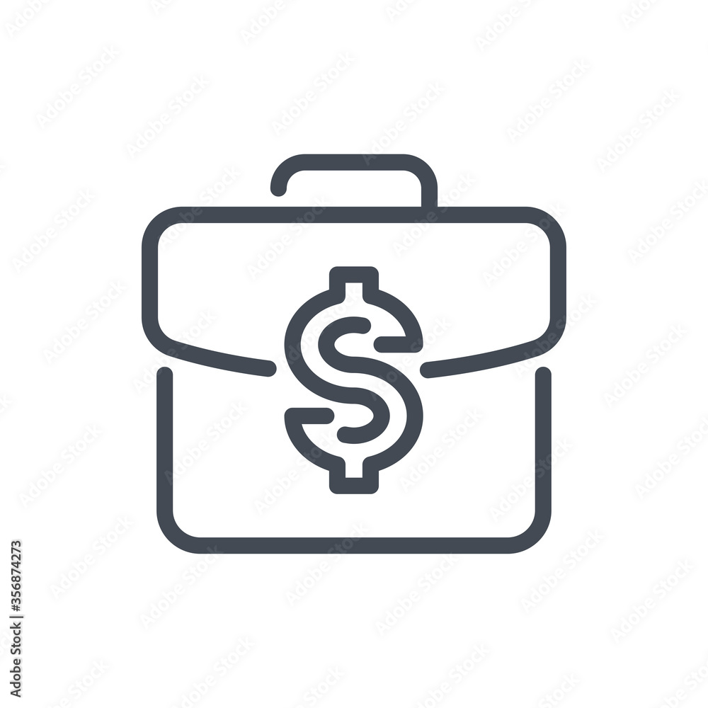 Business Case with Dollar line icon. Salary and Job Offer vector outline sign. Business Case with Dollar line icon. Salary and Job Offer vector outline sign.