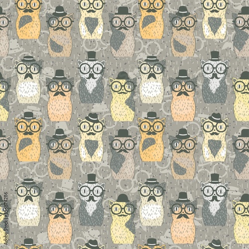 hipster cats pattern