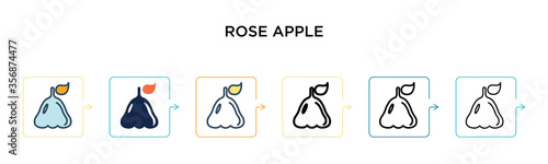 Rose apple vector icon in 6 different modern styles. Black, two colored rose apple icons designed in filled, outline, line and stroke style. Vector illustration can be used for web, mobile, ui