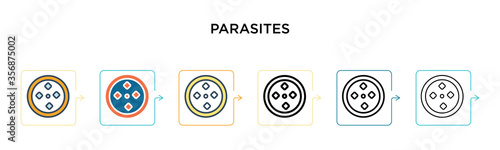 Parasites vector icon in 6 different modern styles. Black, two colored parasites icons designed in filled, outline, line and stroke style. Vector illustration can be used for web, mobile, ui