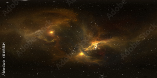 360 degree stellar system and nebula. Panorama, environment 360° HDRI map. Equirectangular projection, spherical panorama