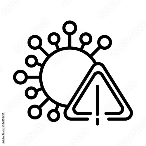 coronavirus warning and attention, exclamation mark health danger sign, line style icon