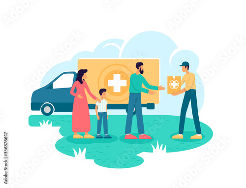 Humanitarian aid 2D vector web banner, poster