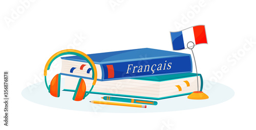French learning flat concept vector illustration