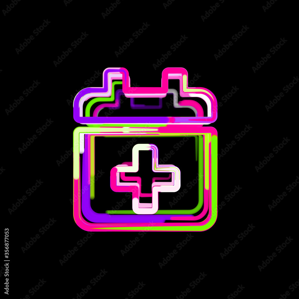 Symbol calendar plus from multi-colored circles and stripes. UFO Green, Purple, Pink Symbol calendar plus from multi-colored circles and stripes. UFO Green, Purple, Pink
