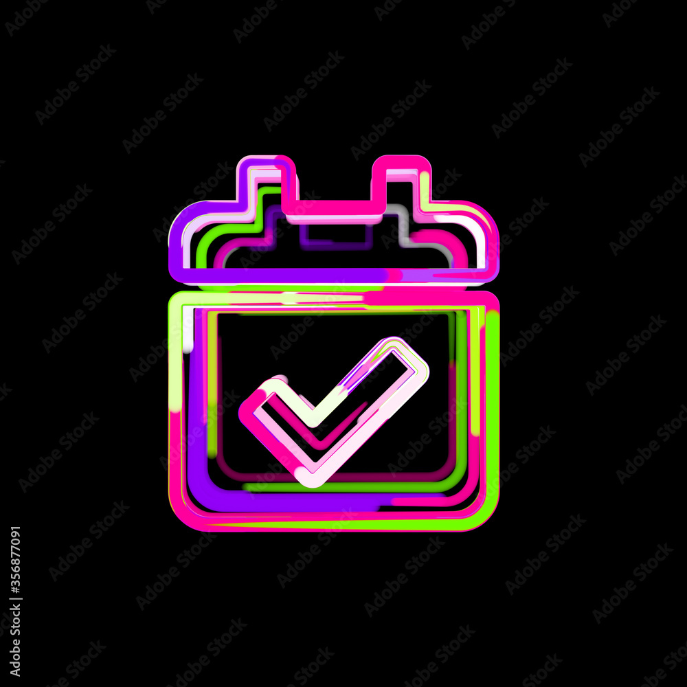 Symbol calendar check from multi-colored circles and stripes. UFO Green, Purple, Pink Symbol calendar check from multi-colored circles and stripes. UFO Green, Purple, Pink