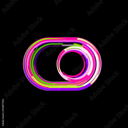 Symbol toggle on from multi-colored circles and stripes. UFO Green, Purple, Pink