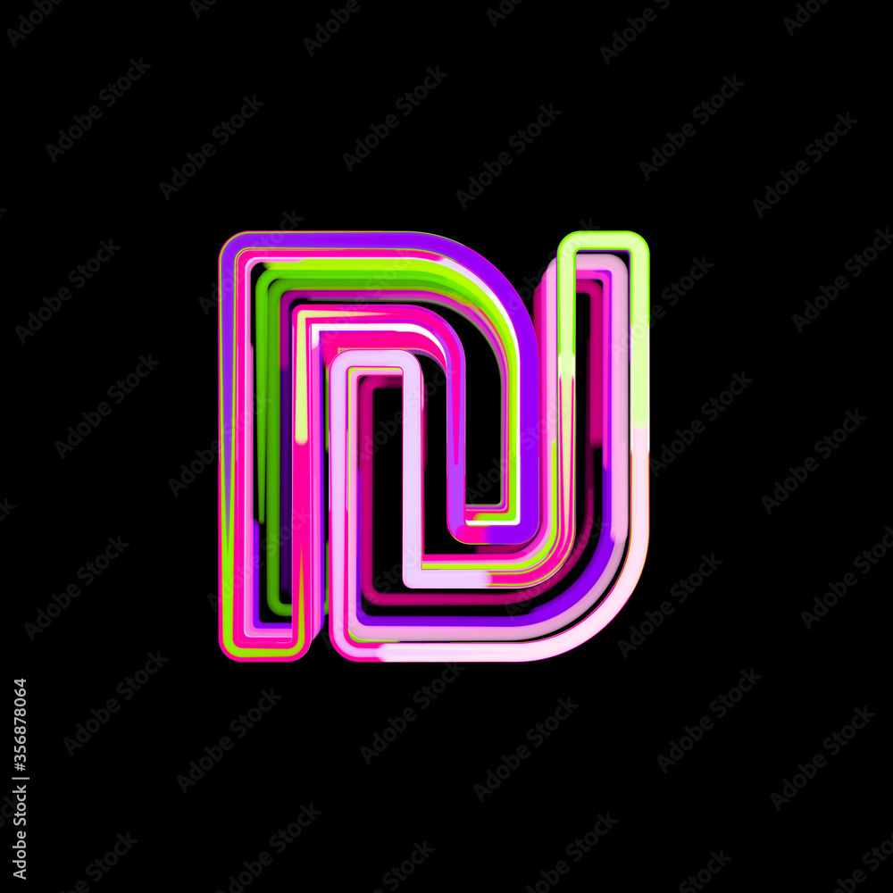 Symbol shekel sign from multi-colored circles and stripes. UFO Green, Purple, Pink Symbol shekel sign from multi-colored circles and stripes. UFO Green, Purple, Pink