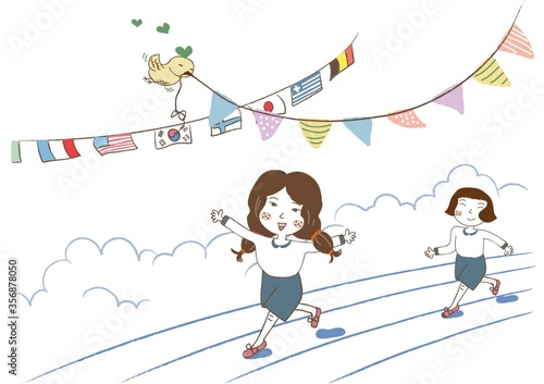 girls running marathon