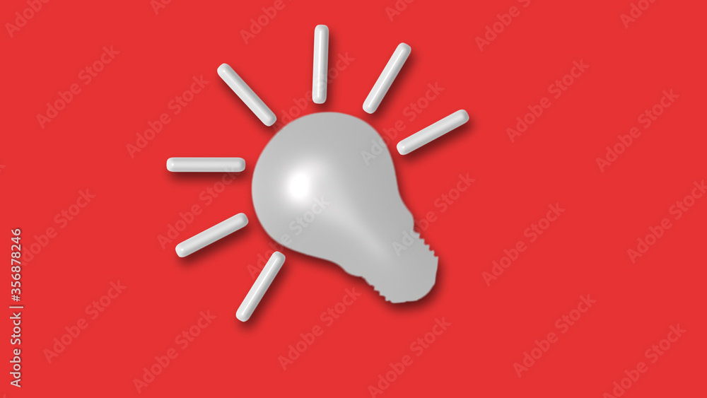 New white color 3d bulb icon on red background,idea light bulb New white color 3d bulb icon on red background,idea light bulb