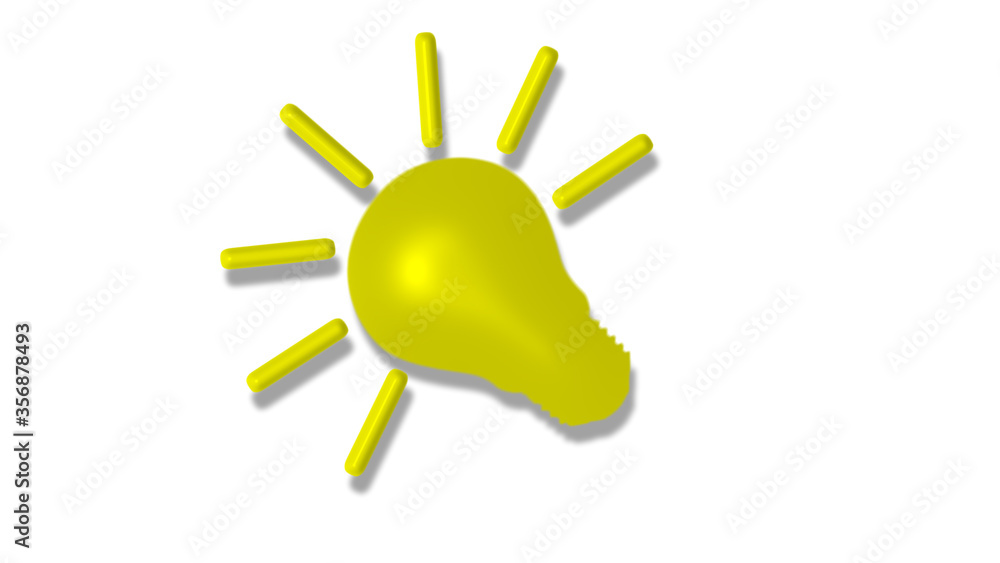 Amazing yellow color 3d bulb icon on white background Amazing yellow color 3d bulb icon on white background