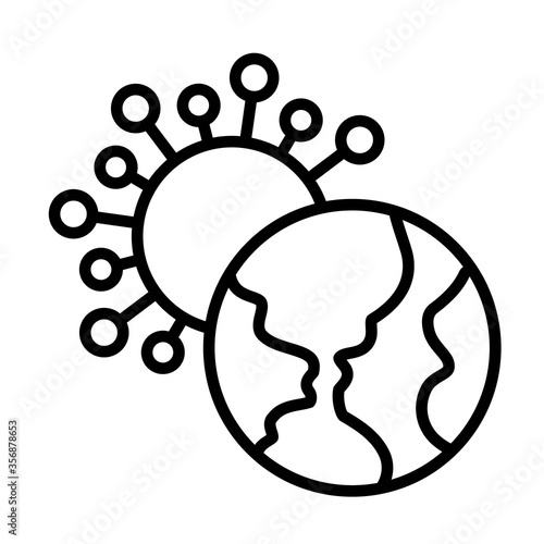 coronavirus or covid 19 symbol, global pandemic alert, line style icon