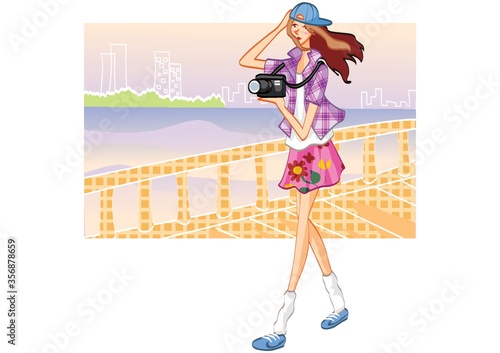 woman holding a camera