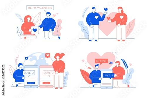 Love declaration via social media network card set