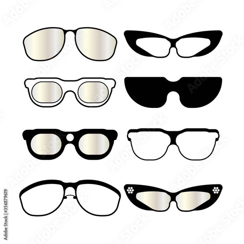 Set of Glasses symbol vector icon design template 