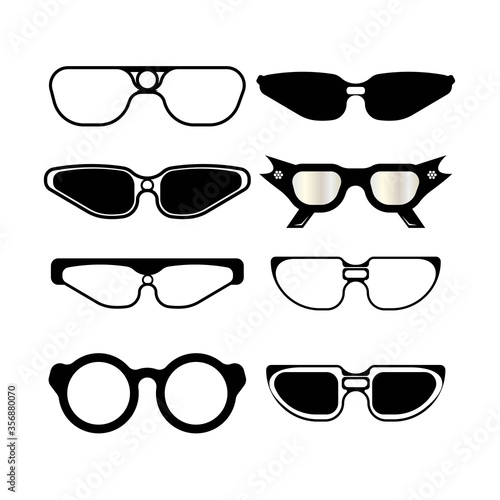 Set of Glasses symbol vector icon design template 