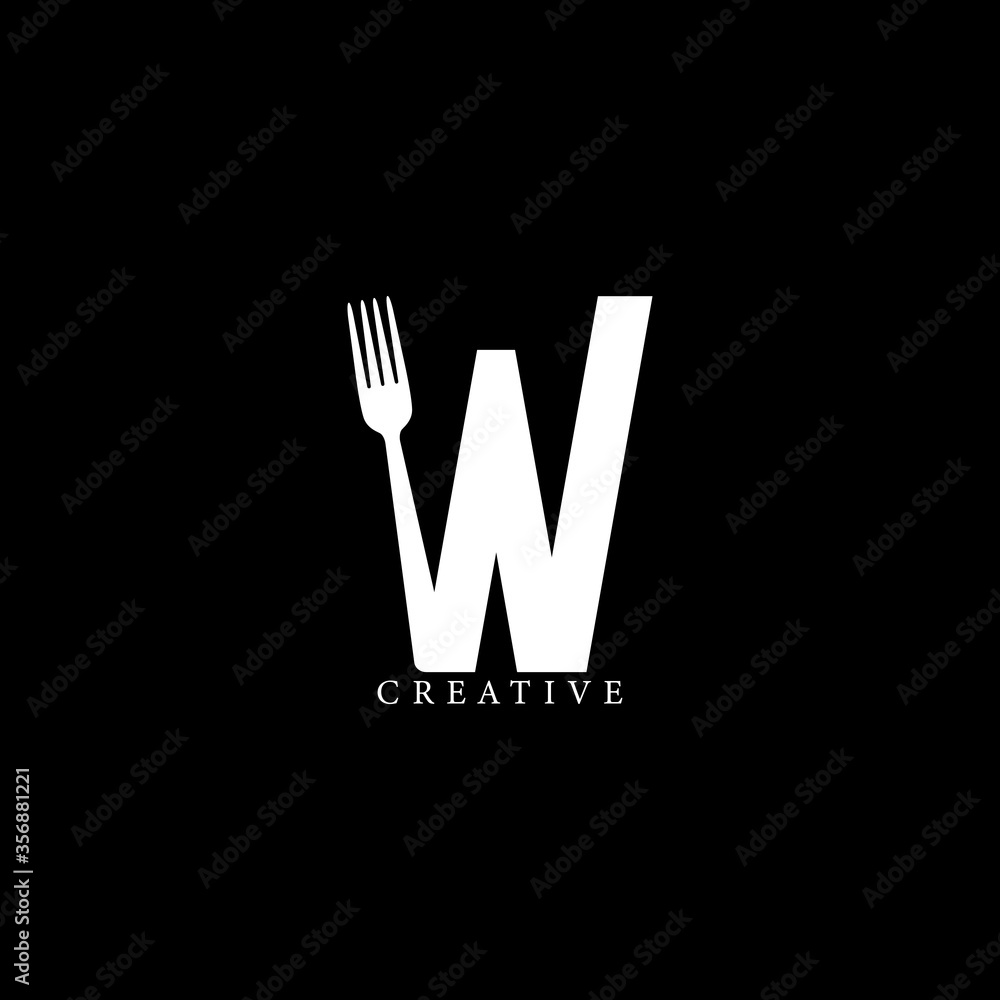 Fork concept W letter logo design Fork concept W letter logo design