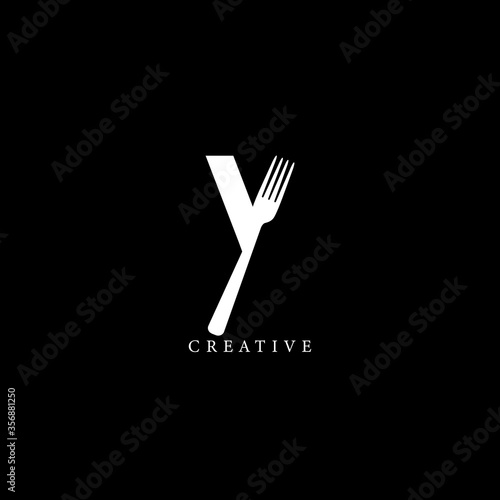 Fork concept Y letter logo design