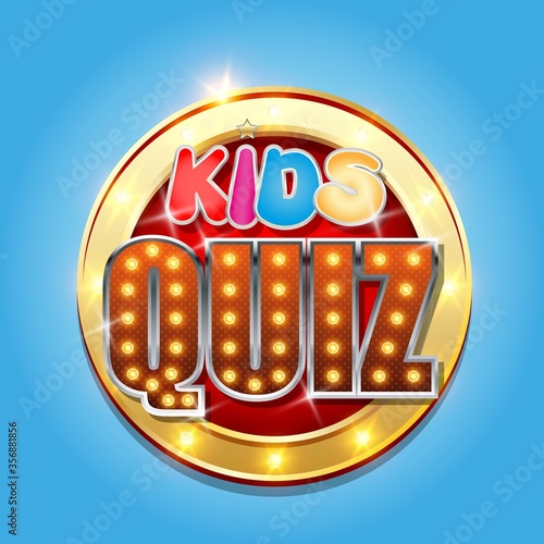 Kids Quiz game show logo, vector illustration