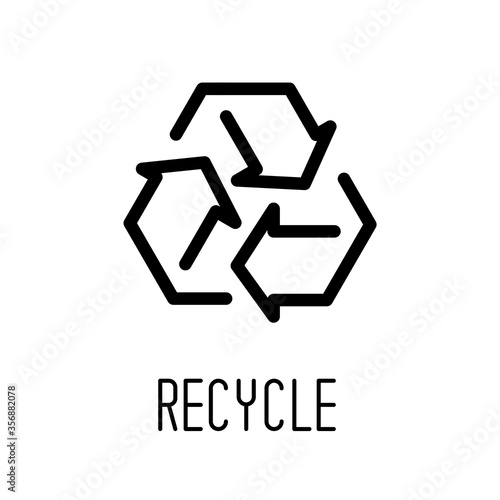 Recycle sign line icon isolated on white background. Vector illustration