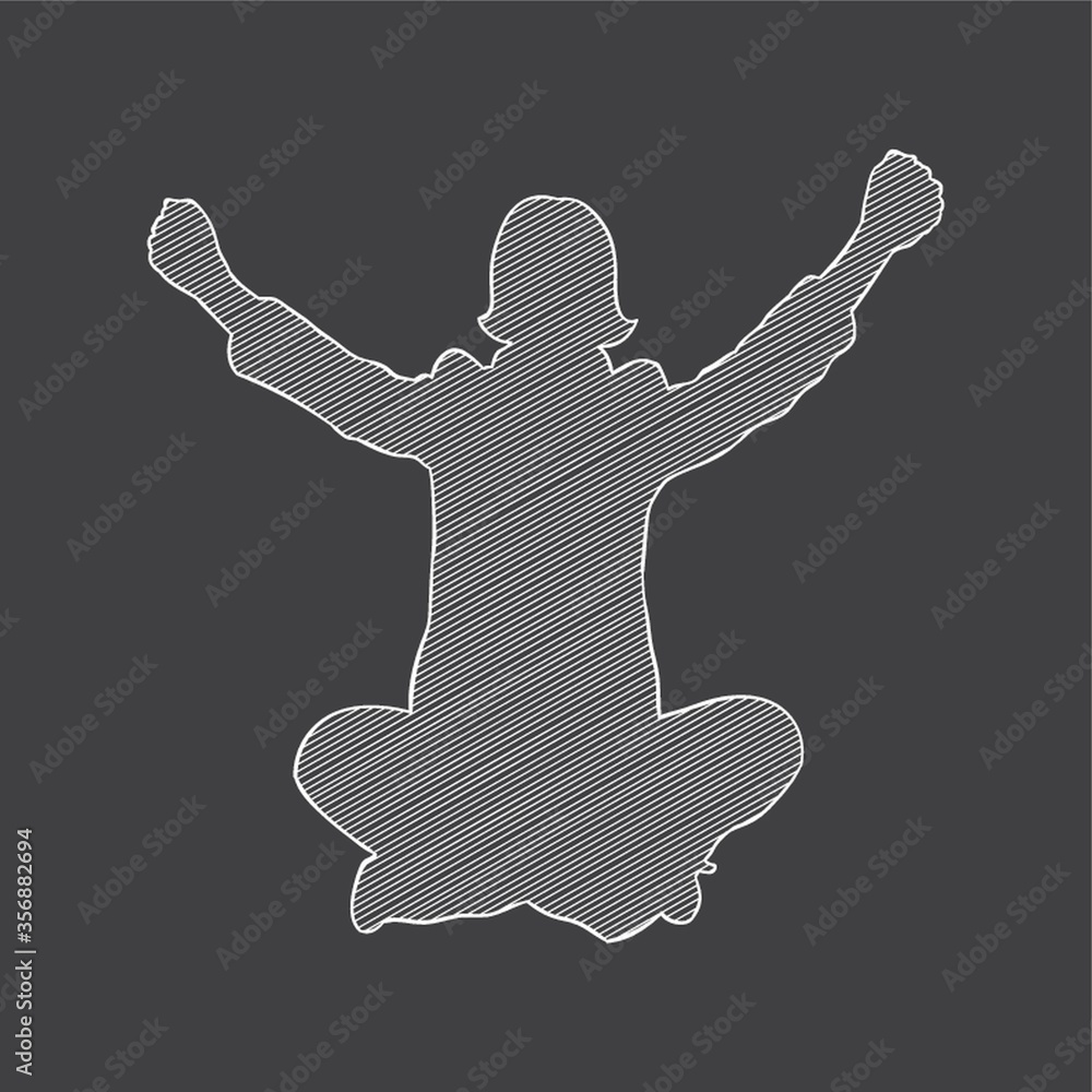 Obraz premium silhouette of a businesswoman cheering