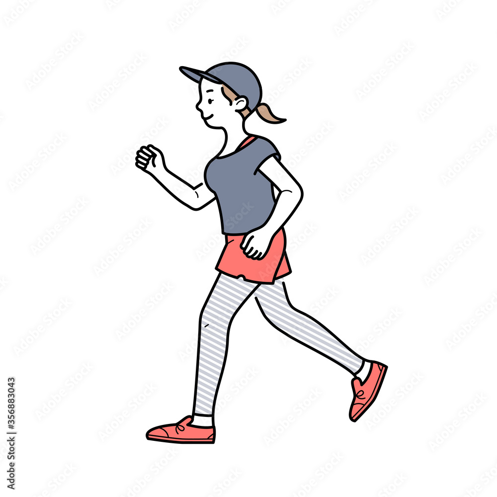 ランニングする女性のイラスト Stock Vector Adobe Stock