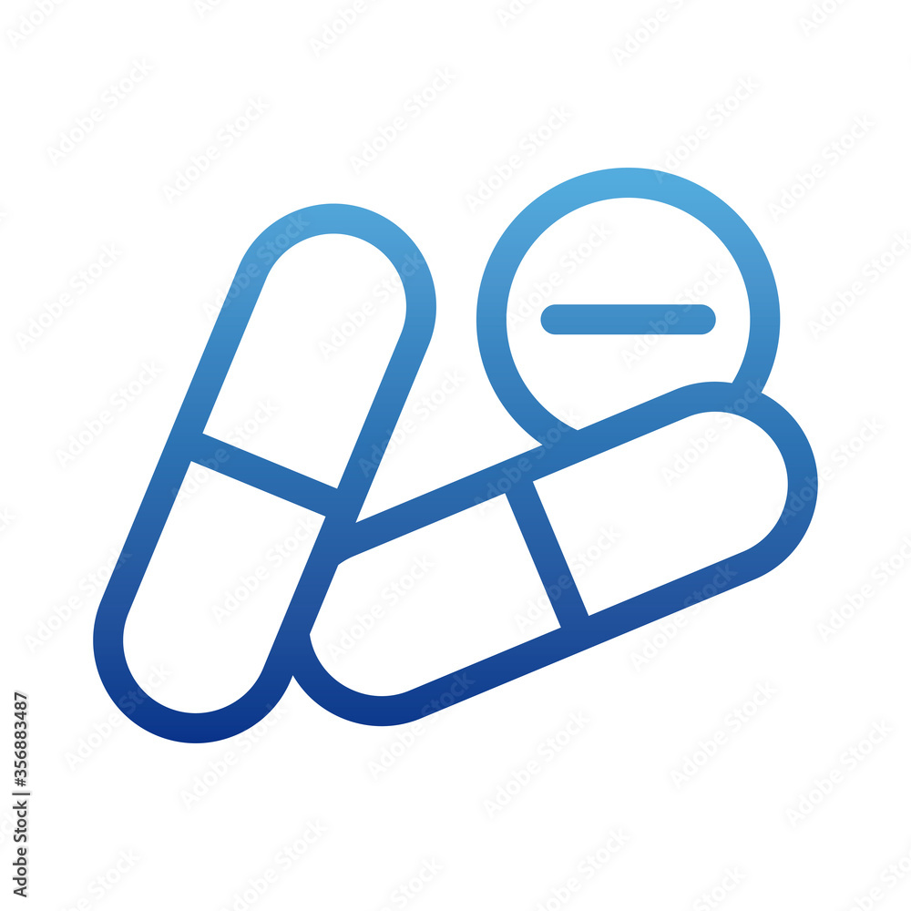 capsule and pills, medicines, degraded line style icon capsule and pills, medicines, degraded line style icon