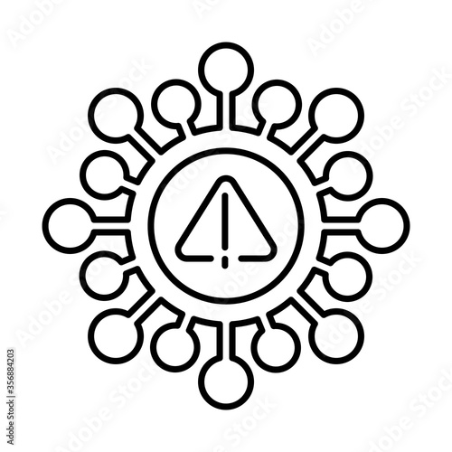 coronavirus warning and attention, exclamation mark health danger sign, line style icon