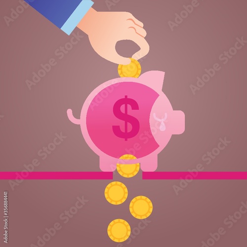 man dropping coin into a piggy bank