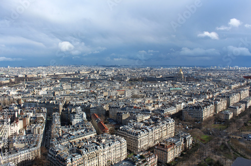 A beautiful panoramic view of the city of Paris from the top of Eiffel Tower