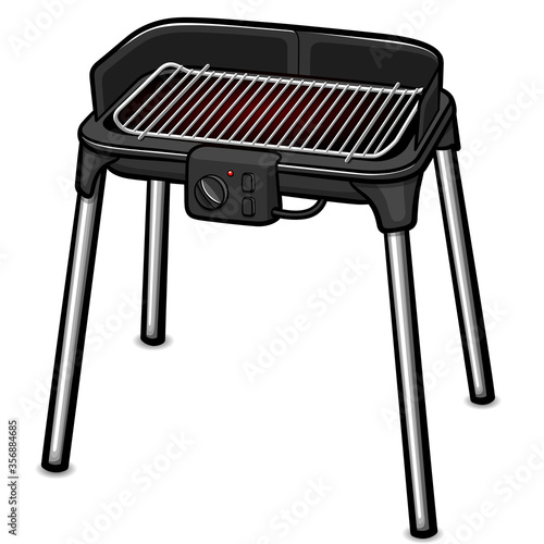 Vector electric barbecue cartoon isolated