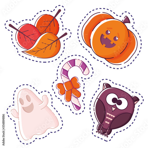 Set of linear Halloween stickers.