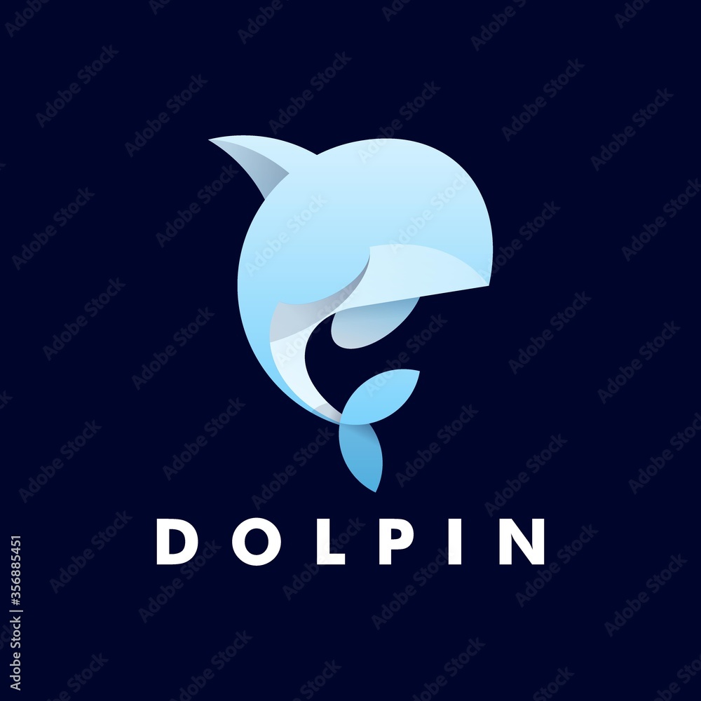 Obraz premium Vector Logo Illustration Dolphin Gradient Colorful Style.