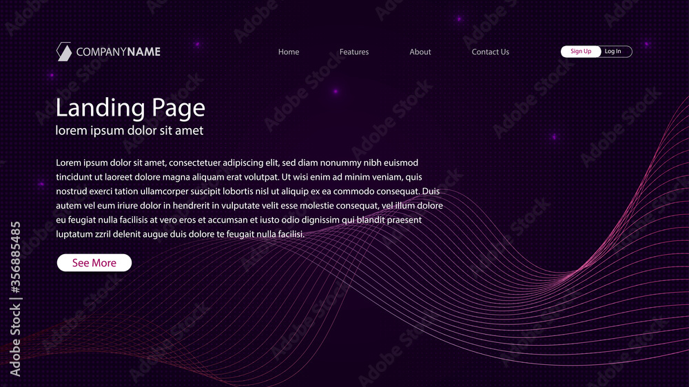 Minimalist landing page background template with curved lines Minimalist landing page background template with curved lines