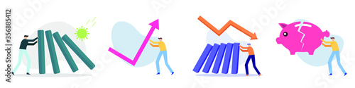 Financial and economic crisis illustration, vector. Coronavirus crisis. The global decline of the economy, vector.