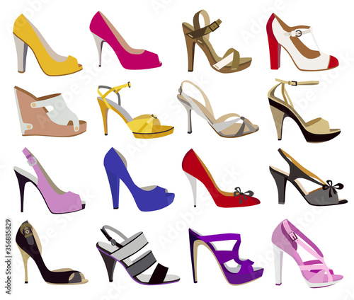 set of fashion women's shoes (vector illustration)