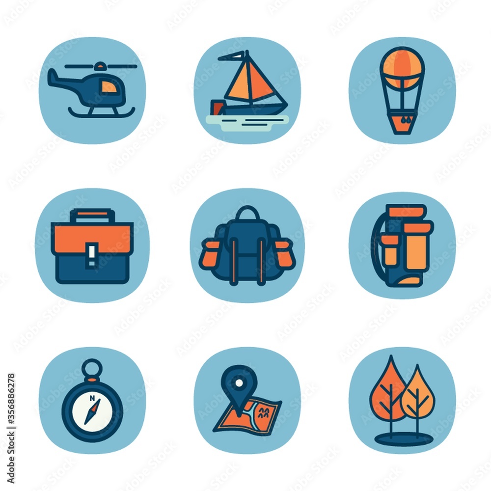 set of travel icons